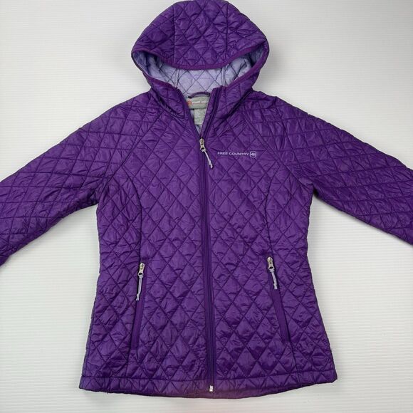 Free Country Purple Quilted Hooded Jacket Women’s Small Outdoor Hiking Active - Picture 3 of 13